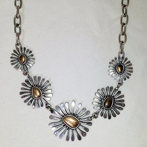 Lucky Brand Reversible Two Tone Floral Necklace